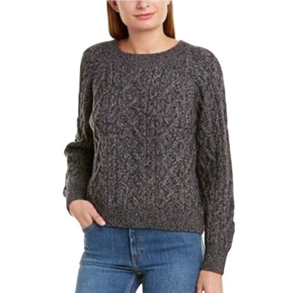 Vince Cable Knit chunky Sweater S Gray blue Merino Cashmere Blend fisherman - Picture 1 of 11